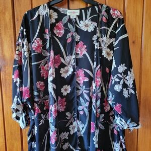 Wishful Park Black Floral Kimono